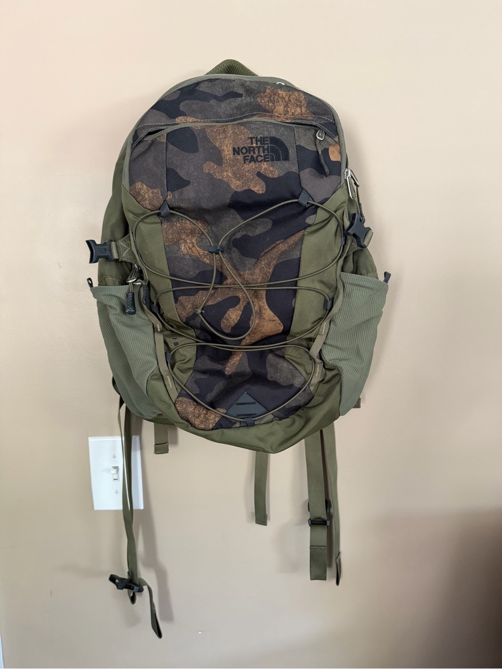 The North Face Olive Green Camo Outdoor Backpack